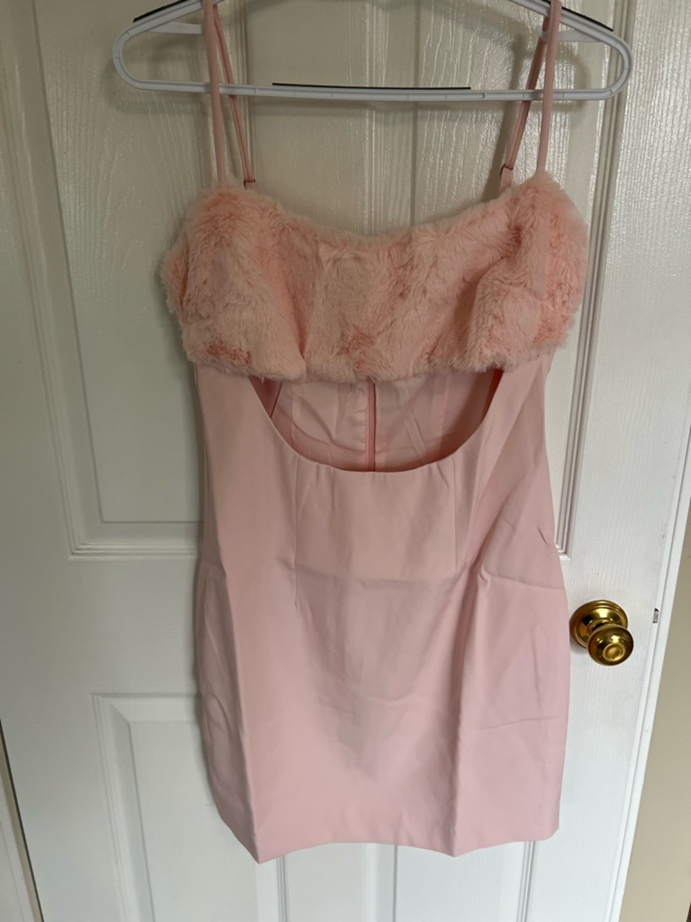 Naked Wardrobe Pink Faux Fur Cutout Mini Dress Bodycon Size MED NWT - Picture 3 of 8